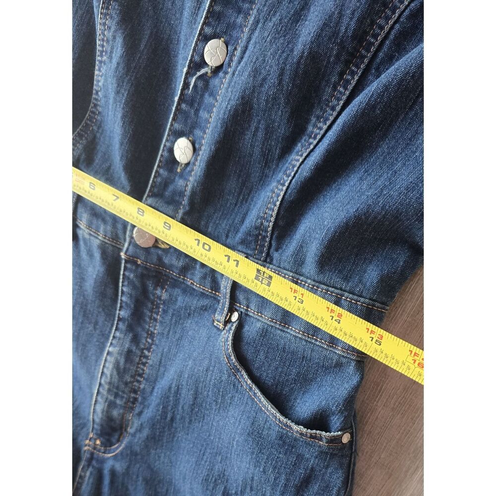 Jessica Simpson Denim Jumper Wide Leg Short Sleeve Stretch Blue Size 13 Tall - Picture 5 of 12